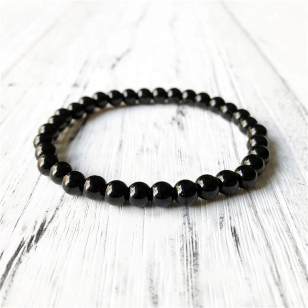 π΄ Men or women genuine shinny onyx bead bracelet - Picture 4 of 6